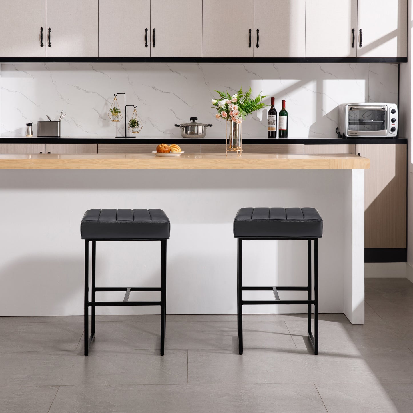 Lalia Modern Upholstered Metal Counter Stools