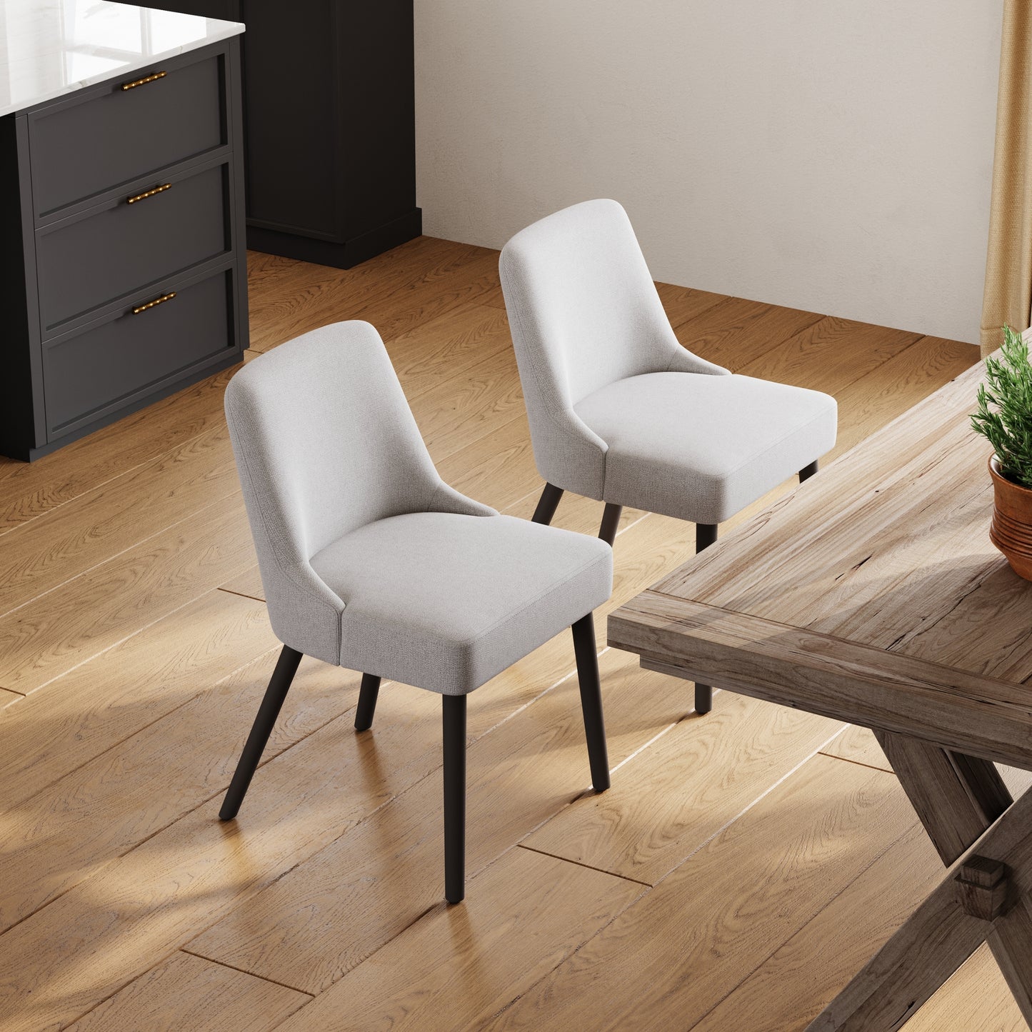 Asher Modern Wood Leg Upholstered Dining Chair (Set of 2)