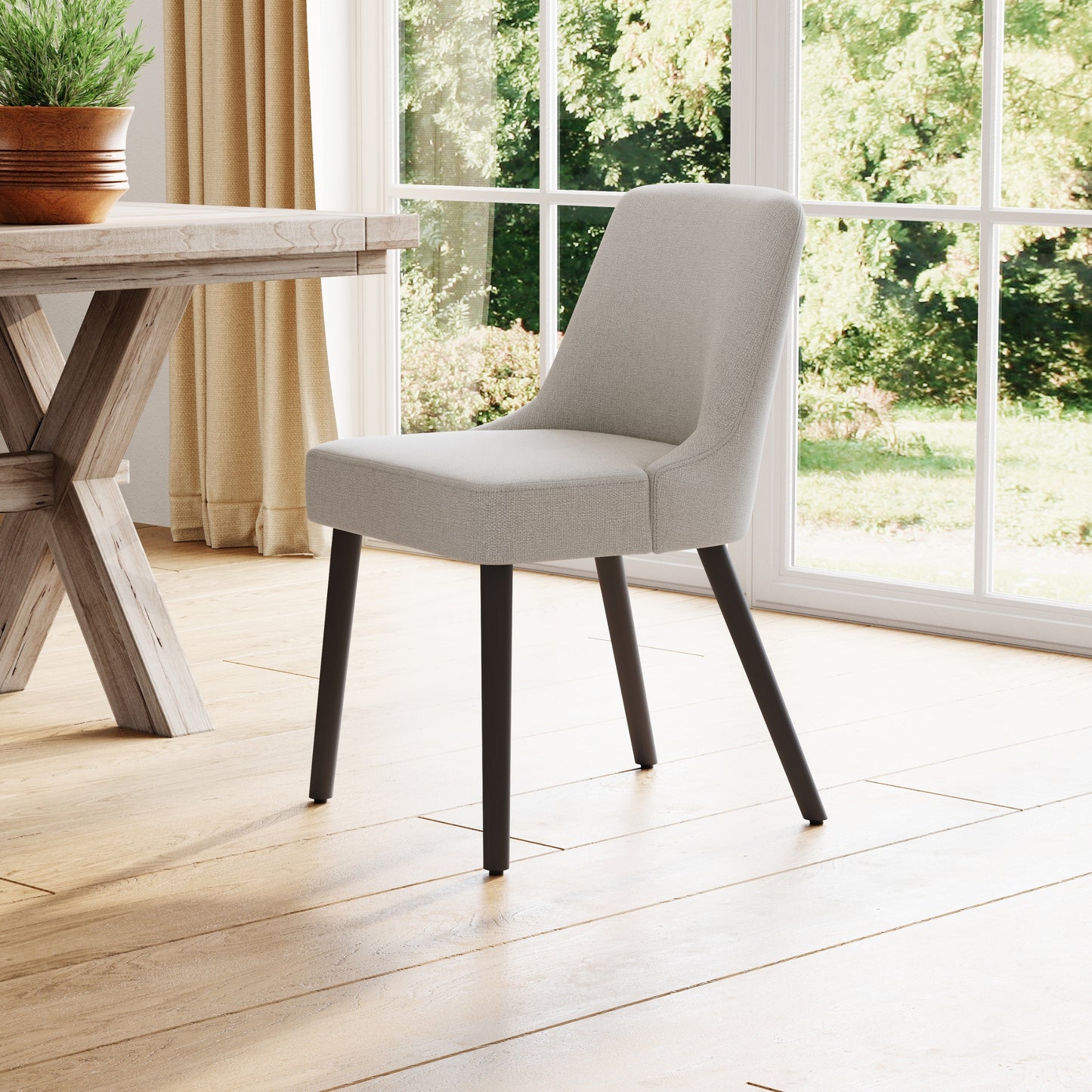 Asher Modern Wood Leg Upholstered Dining Chair (Set of 2)