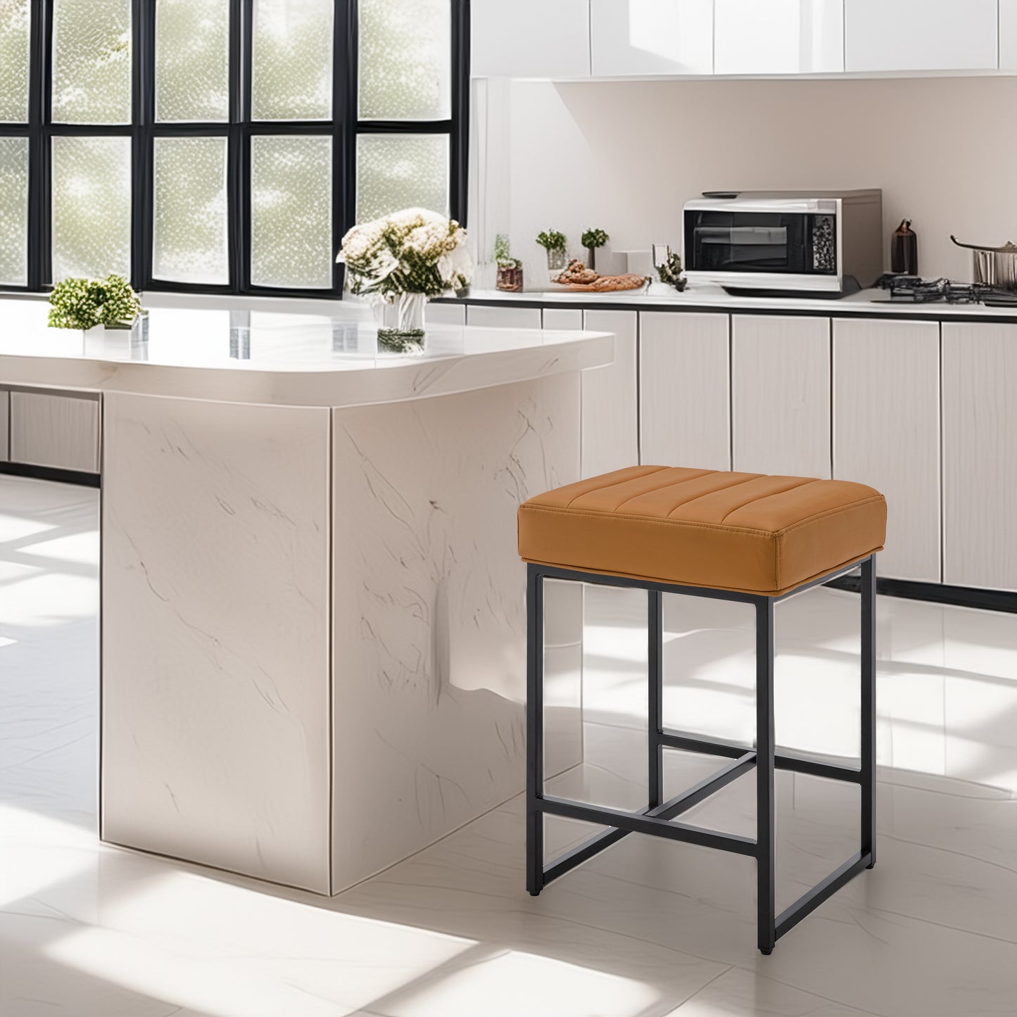 Lalia Modern Upholstered Metal Counter Stools
