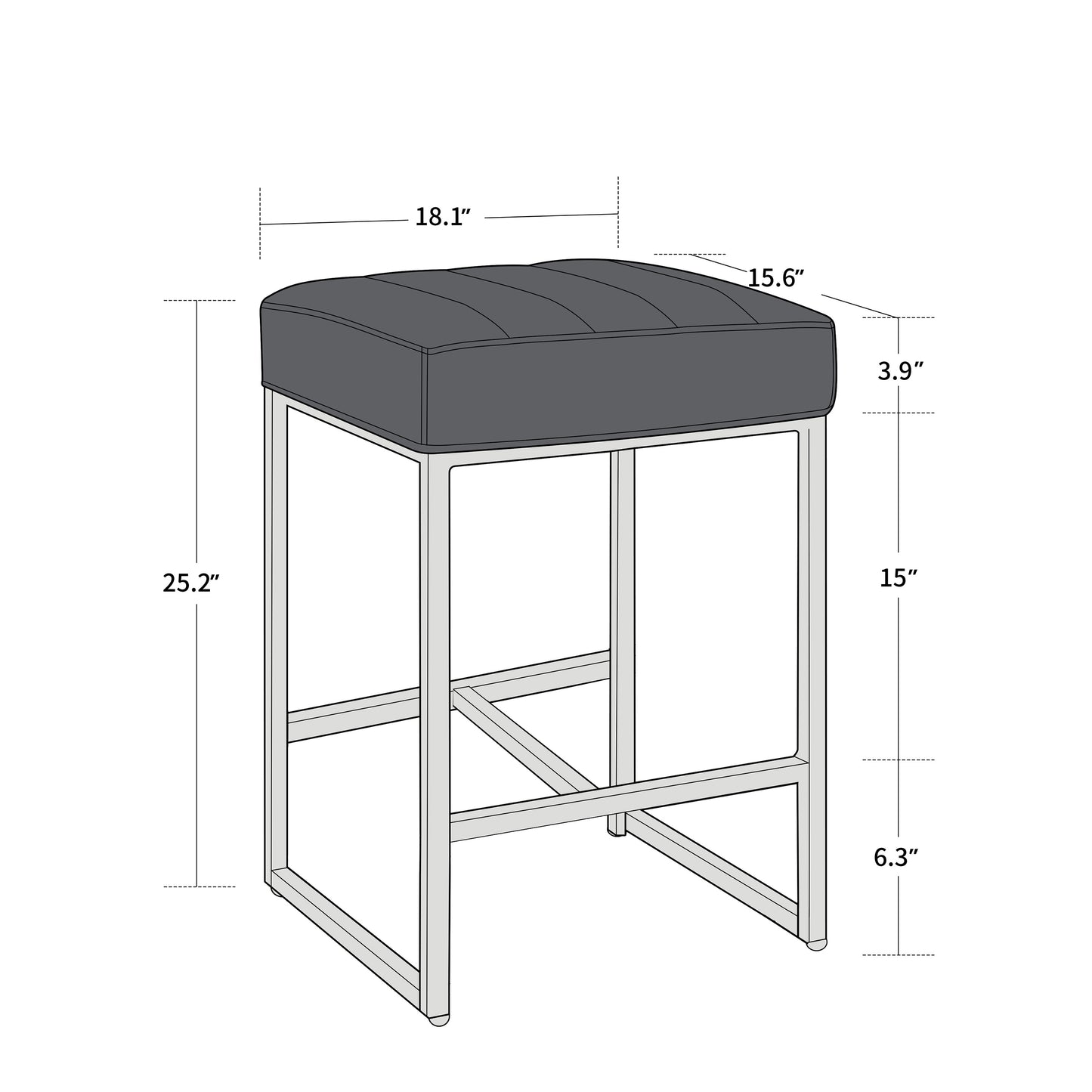 Lalia Modern Upholstered Metal Counter Stools