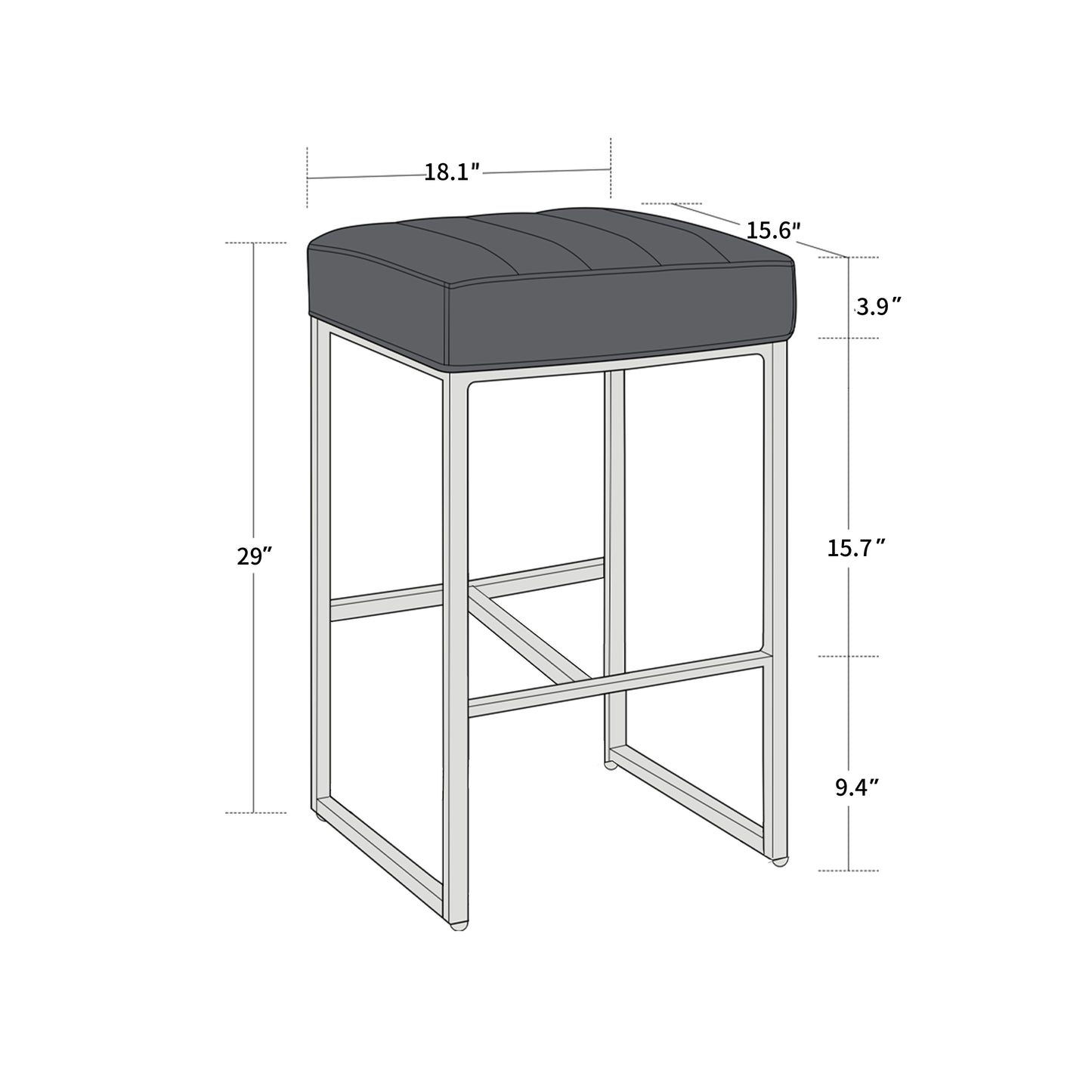 Lalia Modern Upholstered Metal Counter Stools
