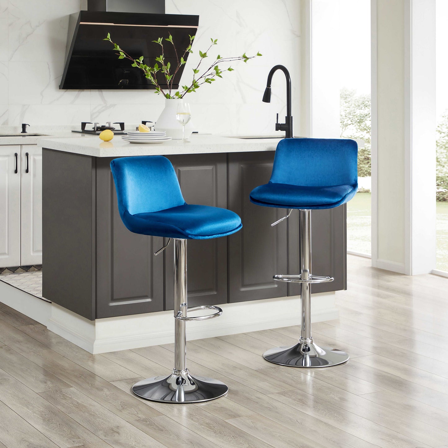 NOAH Adjustable Swivel Counter & Bar Stool (Set of 2)