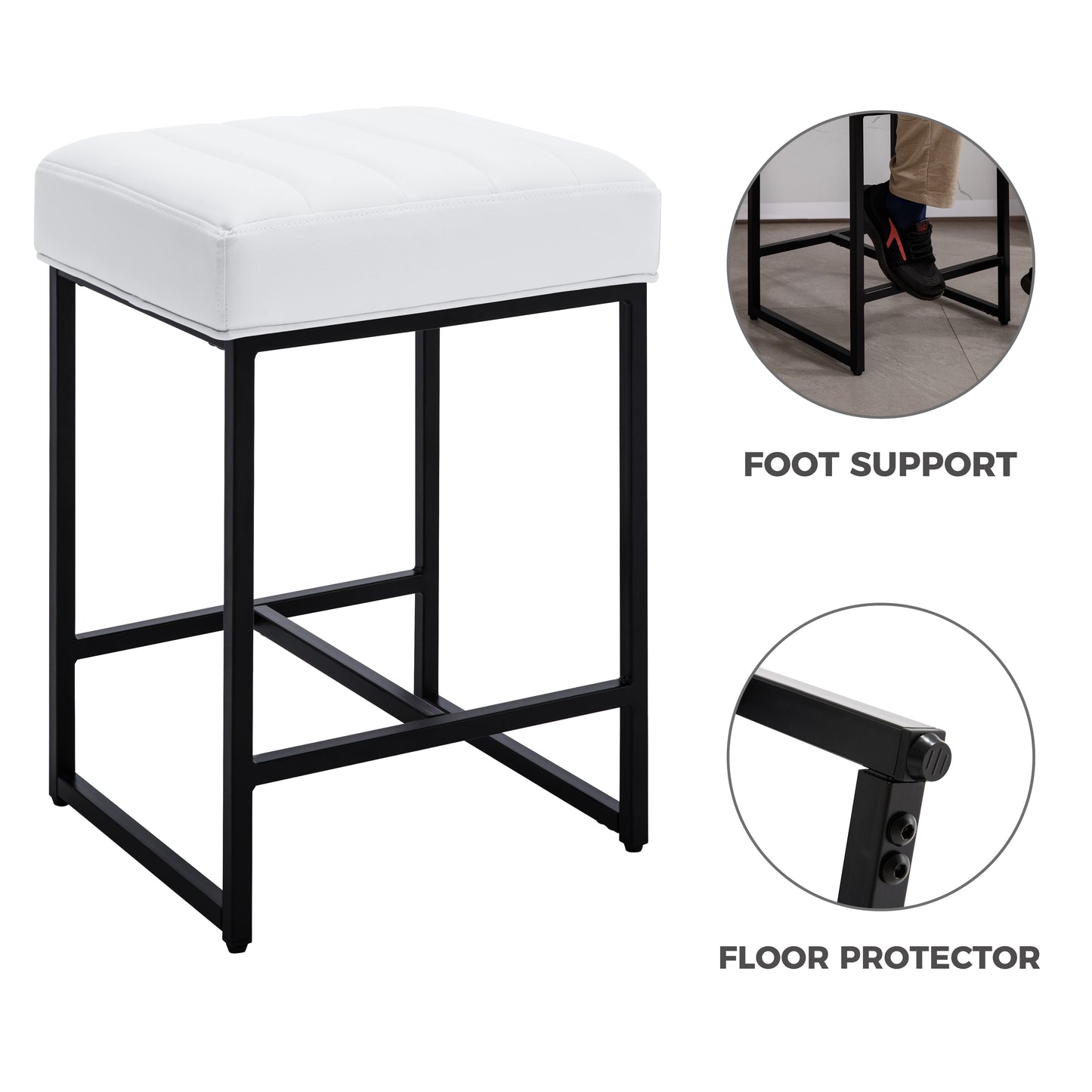 Lalia Modern Upholstered Metal Counter Stools