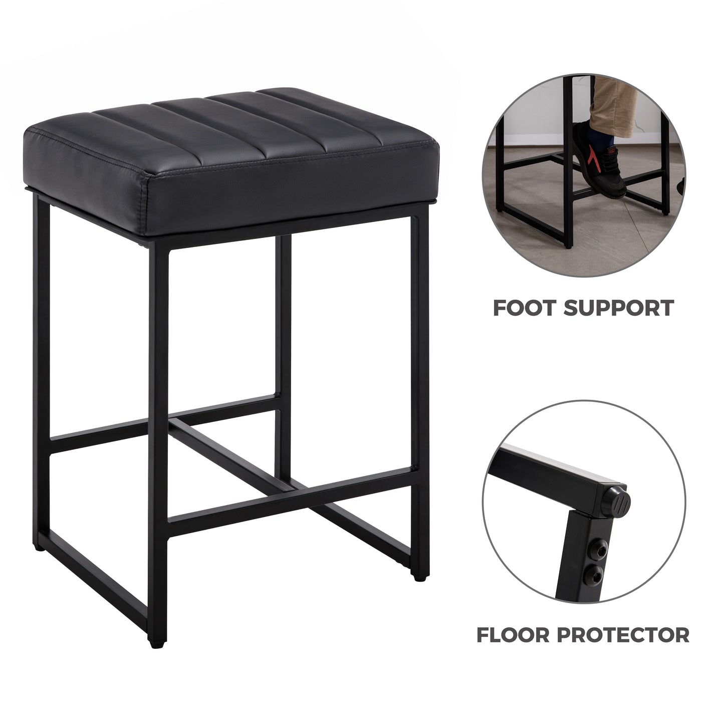 Lalia Modern Upholstered Metal Counter Stools