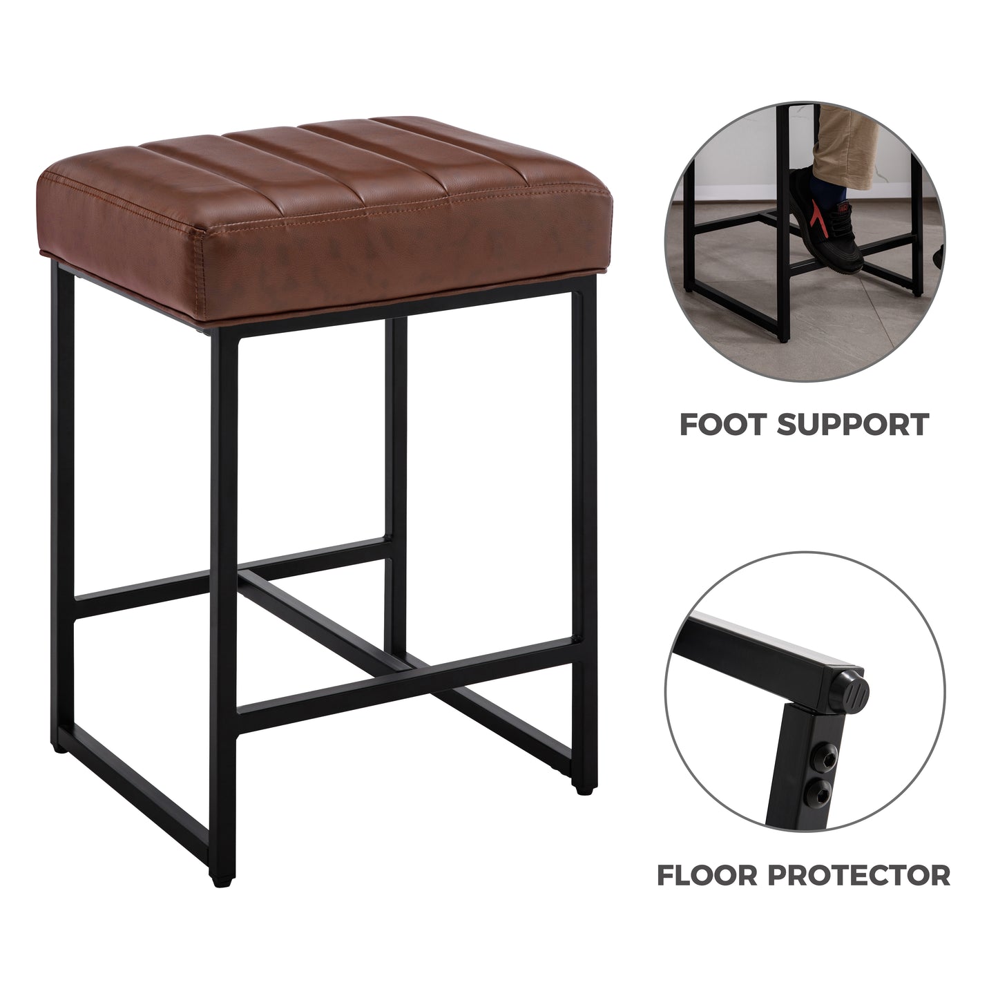 Lalia Modern Upholstered Metal Counter Stools