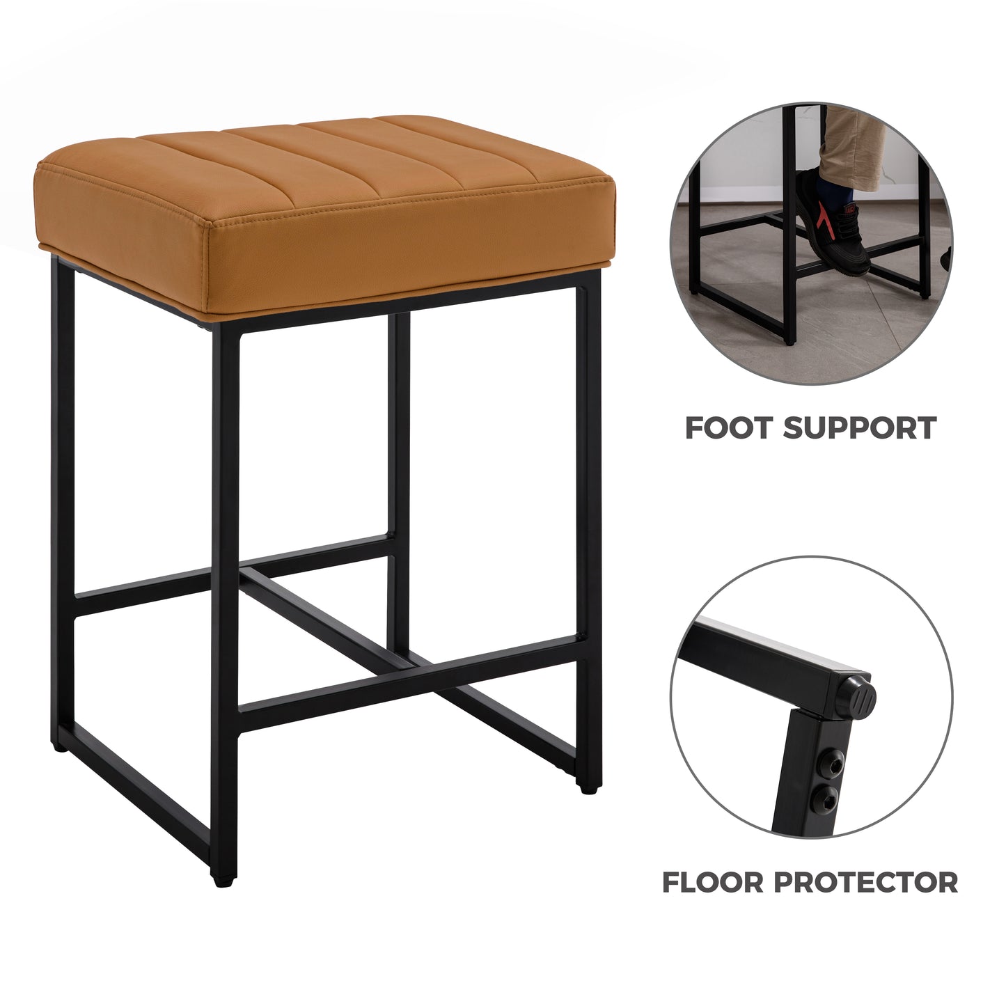 Lalia Modern Upholstered Metal Counter Stools