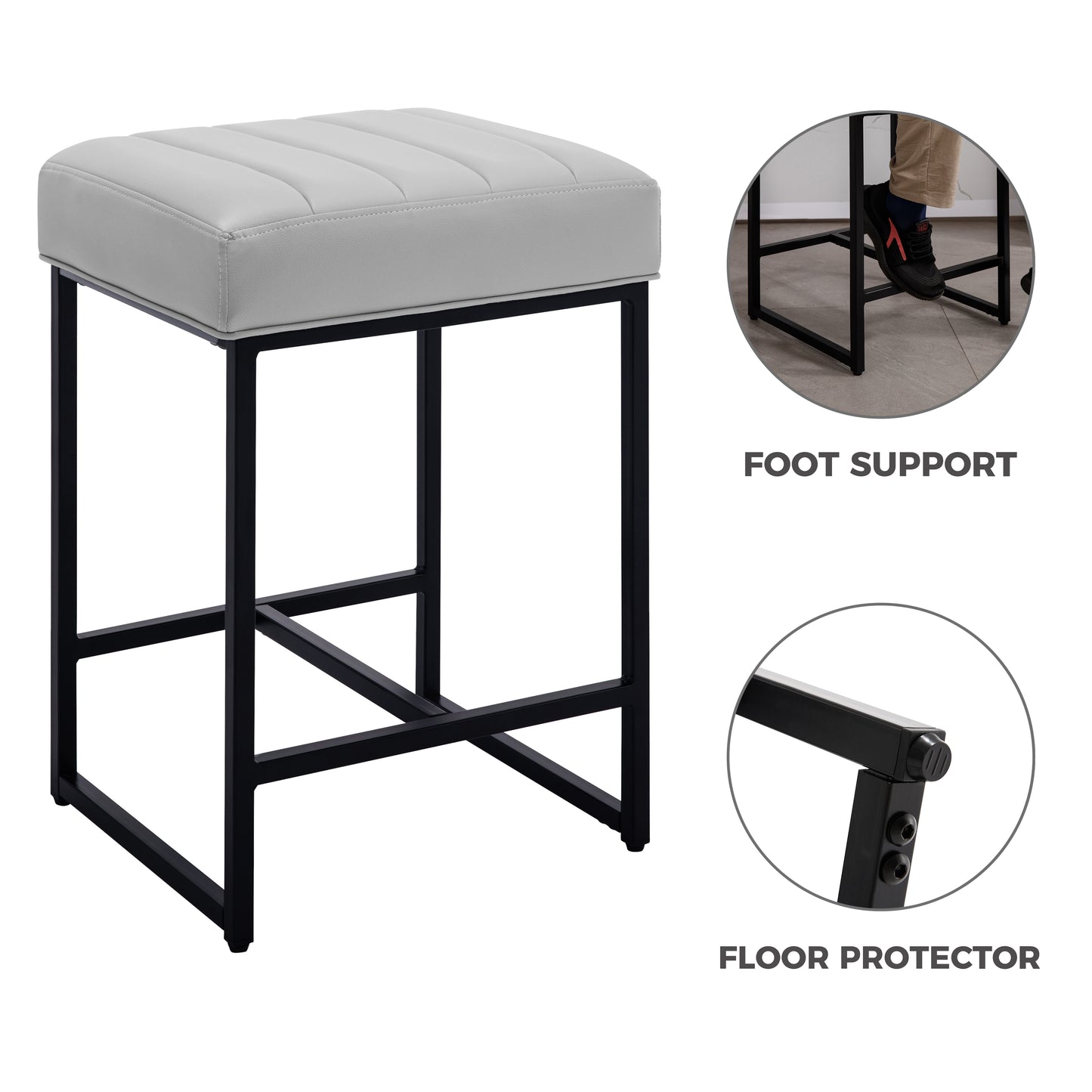 Lalia Modern Upholstered Metal Counter Stools