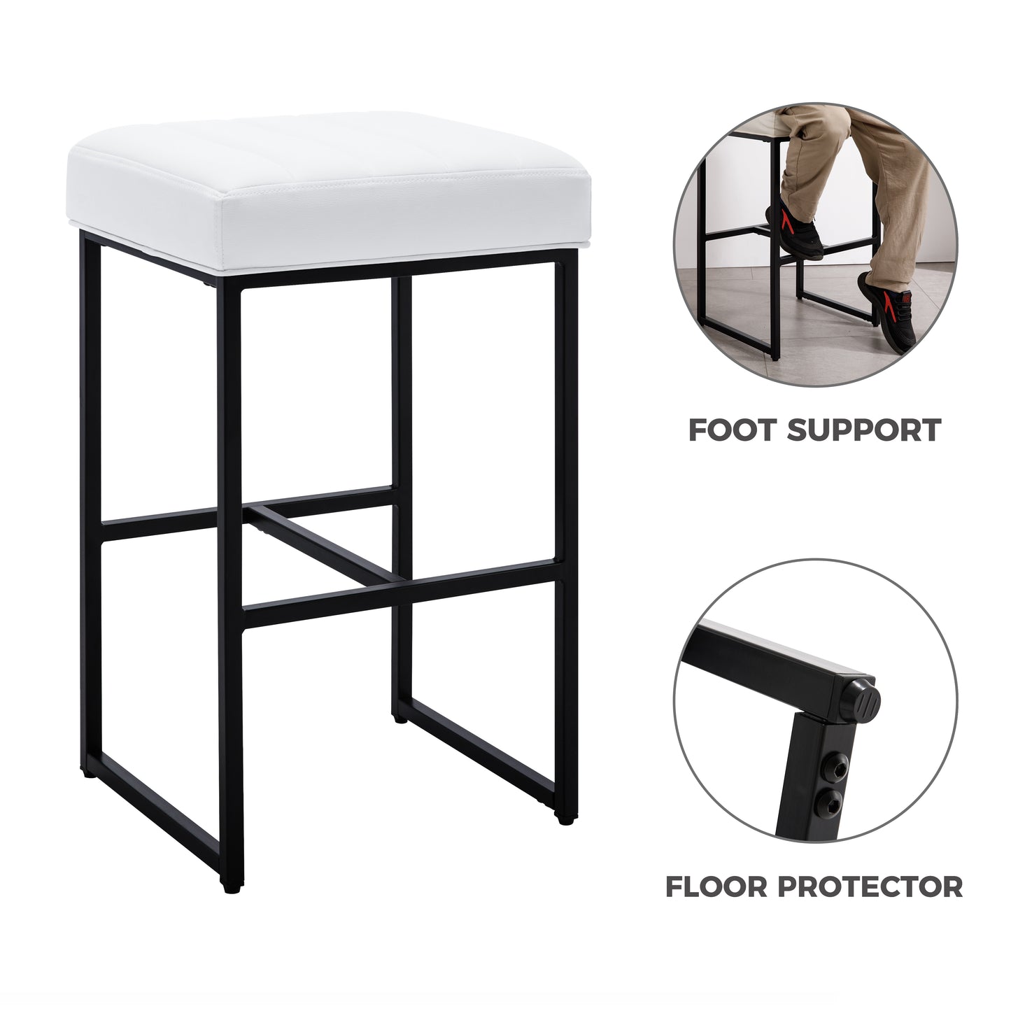 Lalia Modern Upholstered Metal Counter Stools