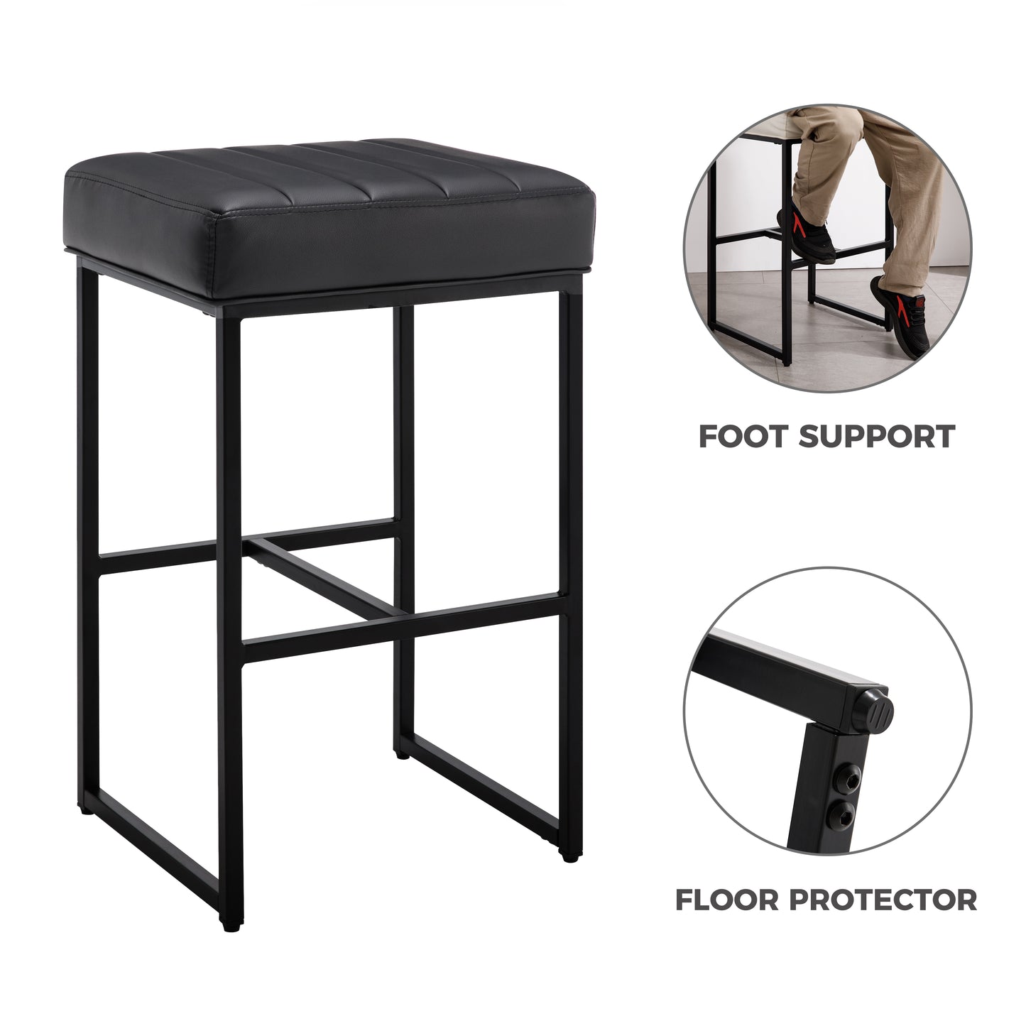 Lalia Modern Upholstered Metal Counter Stools