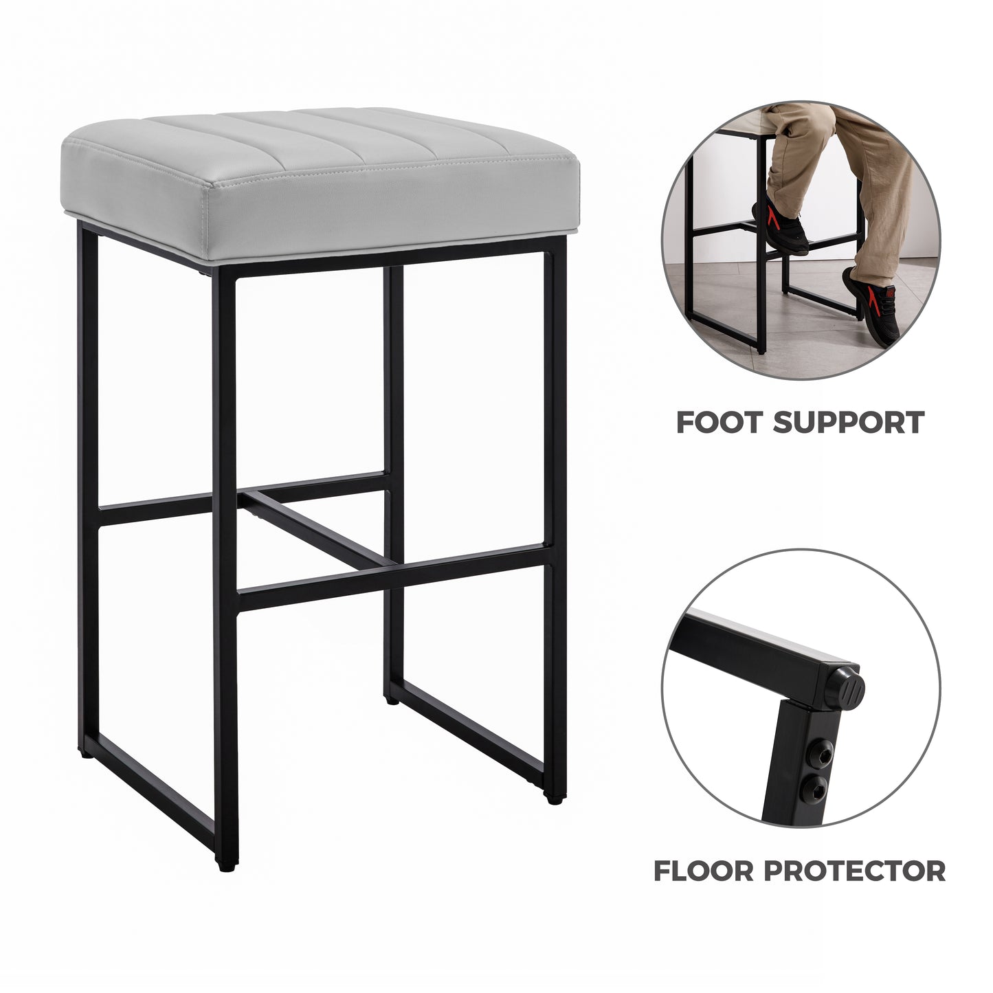 Lalia Modern Upholstered Metal Counter Stools