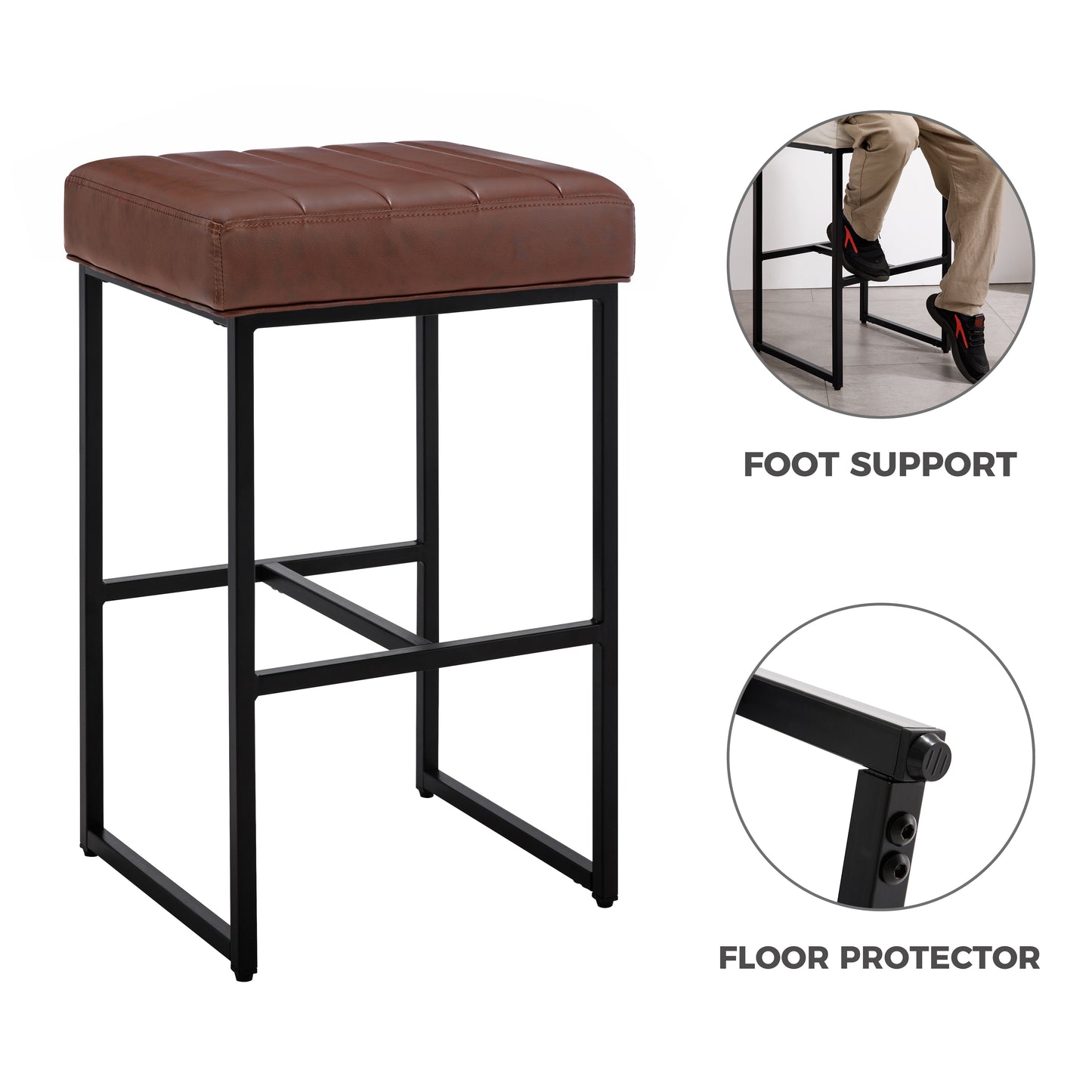 Lalia Modern Upholstered Metal Counter Stools