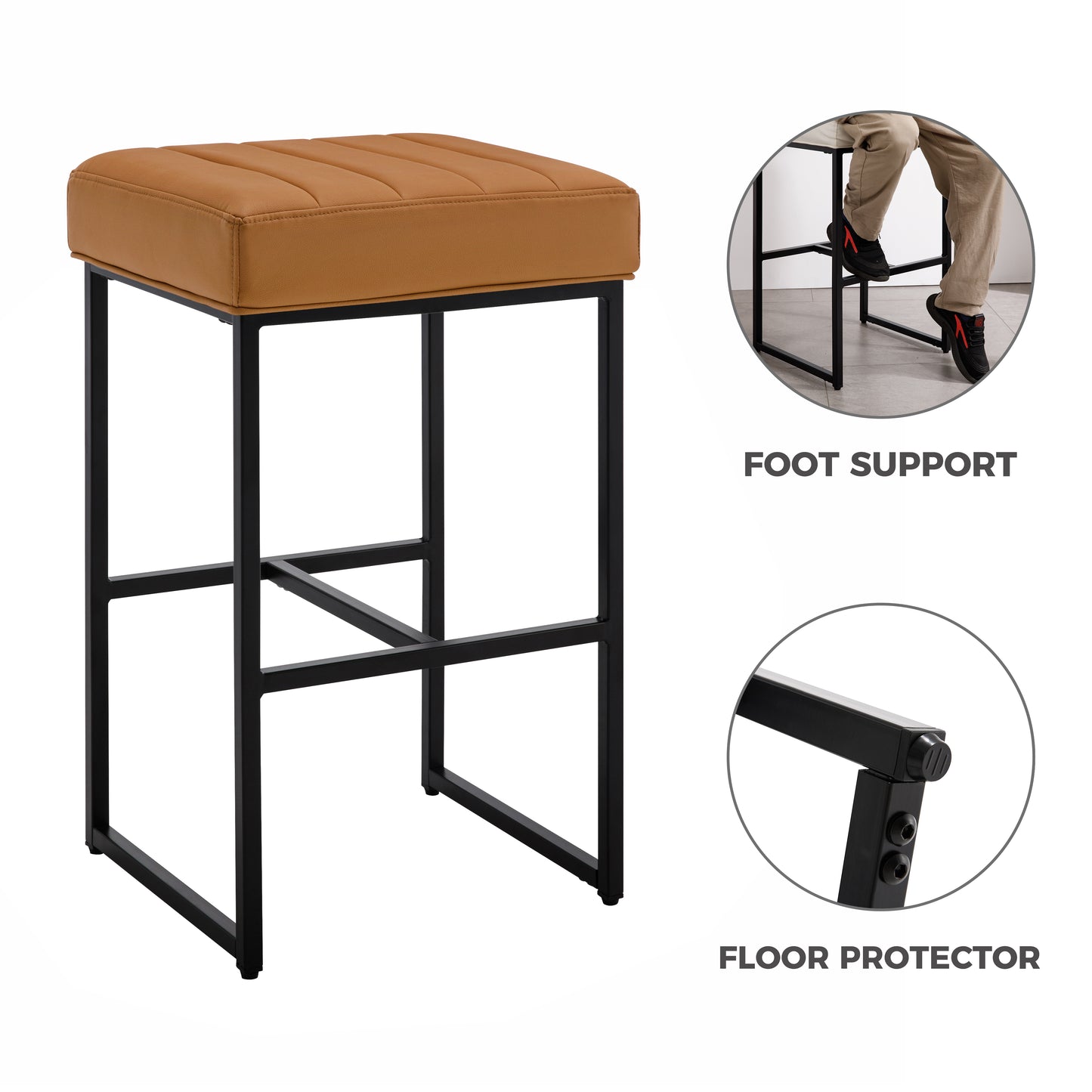 Lalia Modern Upholstered Metal Counter Stools