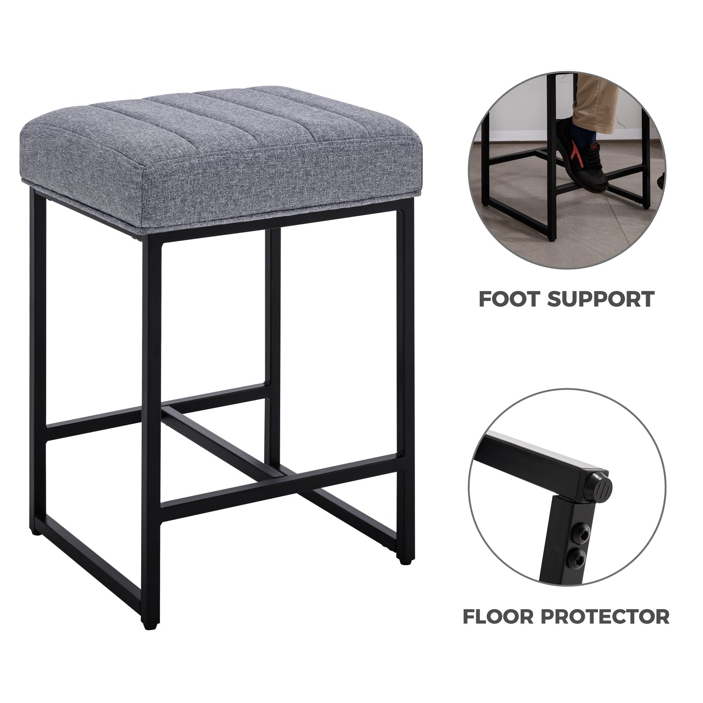 Lalia Modern Upholstered Metal Counter Stools
