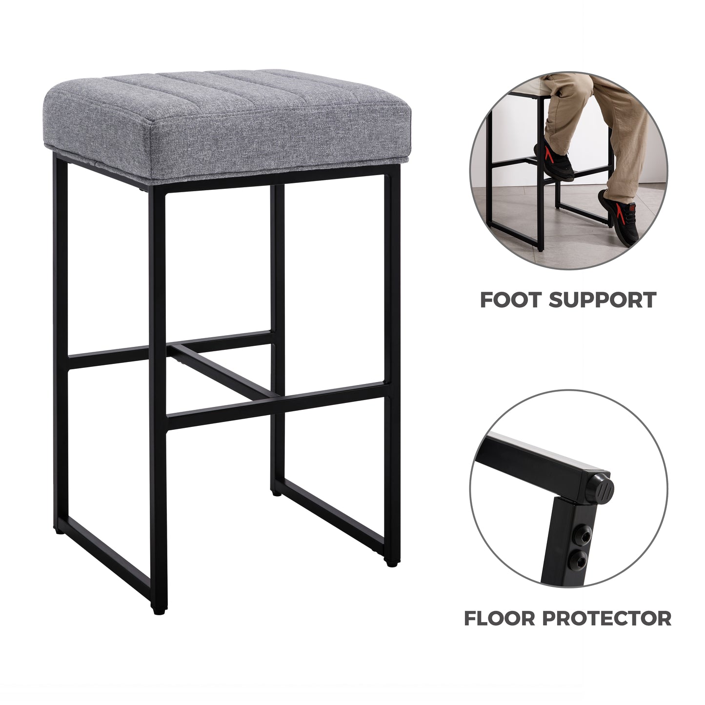 Lalia Modern Upholstered Metal Counter Stools