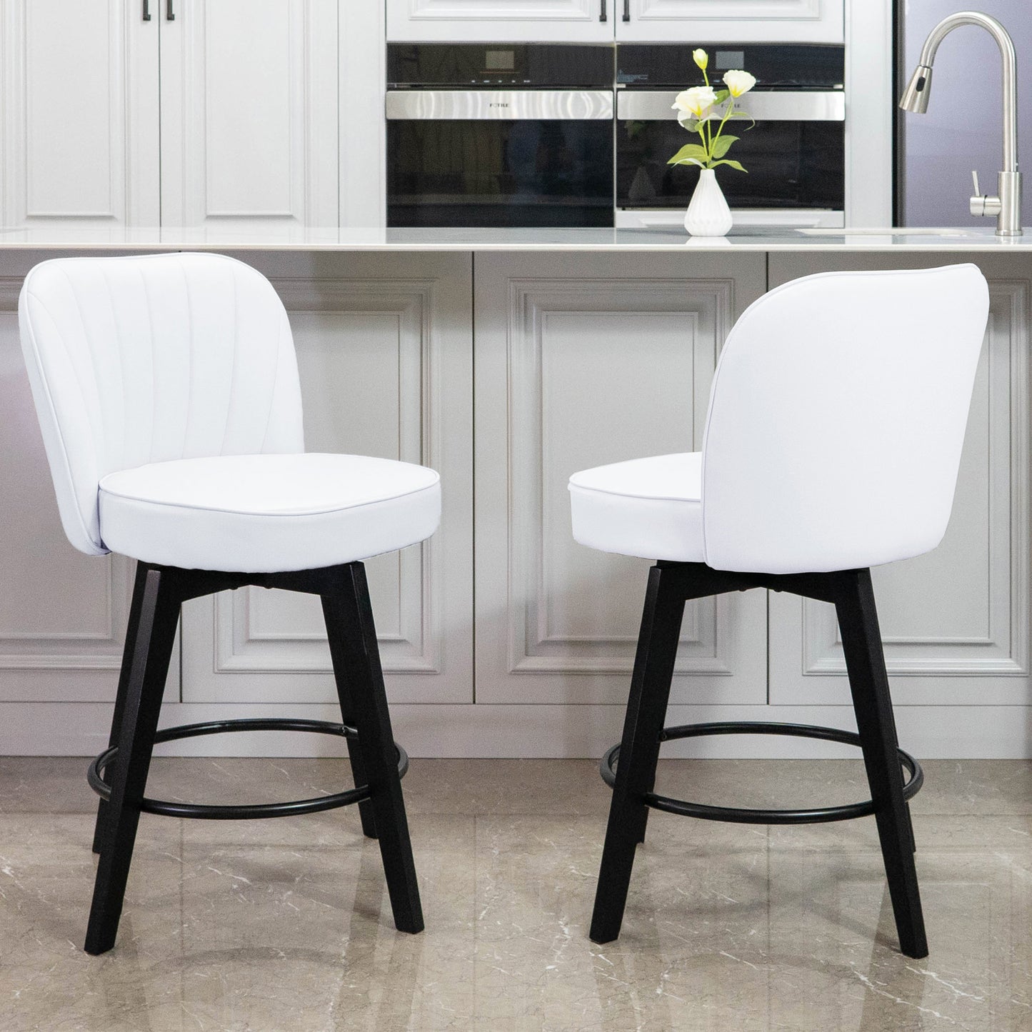 Ella Modern Swivel Vertical Line Counter Stools 26"(Set of 2)