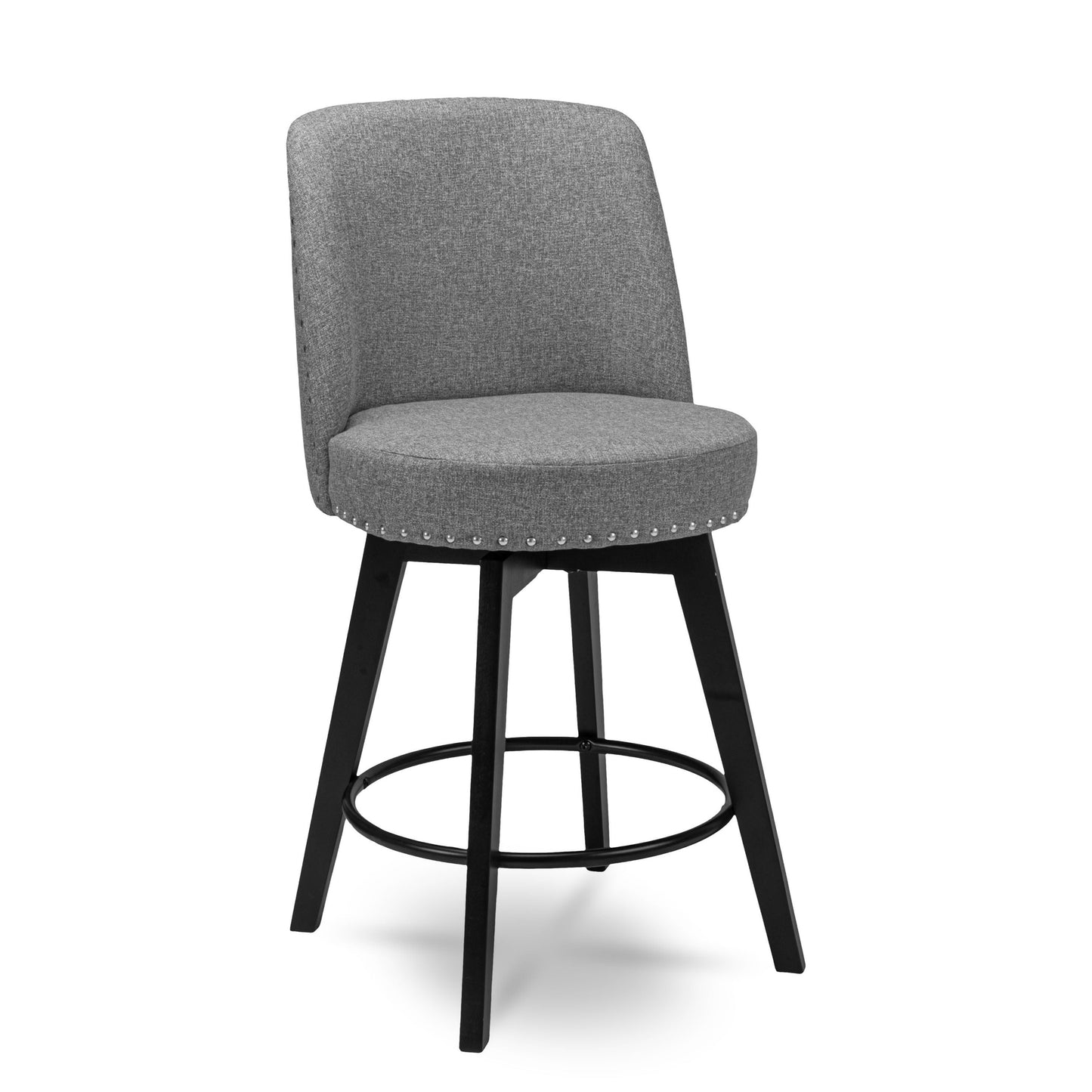 Luna Swivel High Back Nail Head Counter Stools 26"(Set of 2)