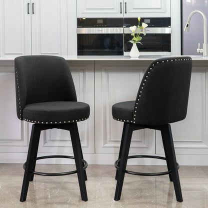 Luna Swivel High Back Nail Head Counter Stools 26"(Set of 2)