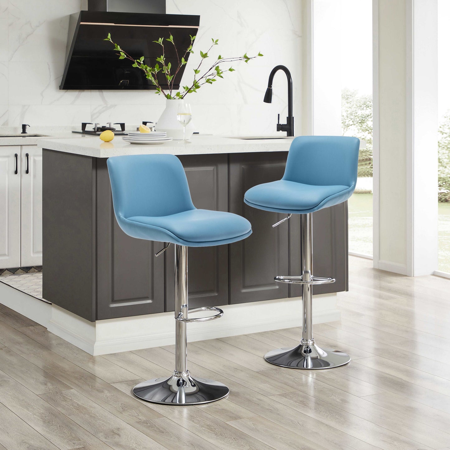 NOAH Adjustable Swivel Counter & Bar Stool (Set of 2)