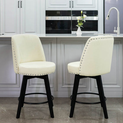 Luna Swivel High Back Nail Head Counter Stools 26"(Set of 2)