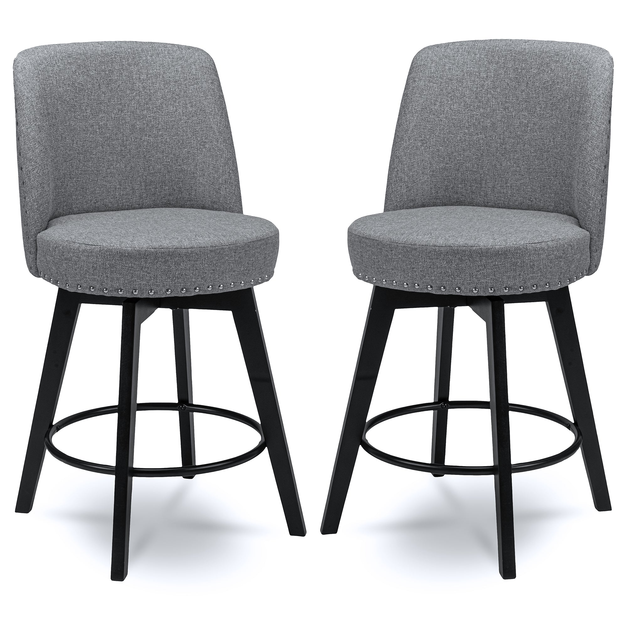 Luna Swivel High Back Nail Head Counter Stools 26