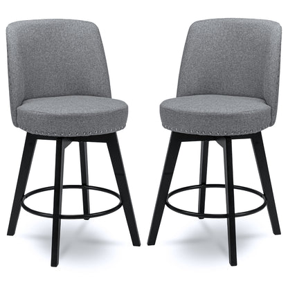 Luna Swivel High Back Nail Head Counter Stools 26"(Set of 2)