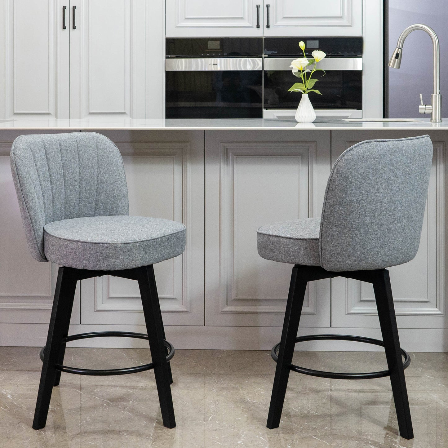 Ella Modern Swivel Vertical Line Counter Stools 26"(Set of 2)