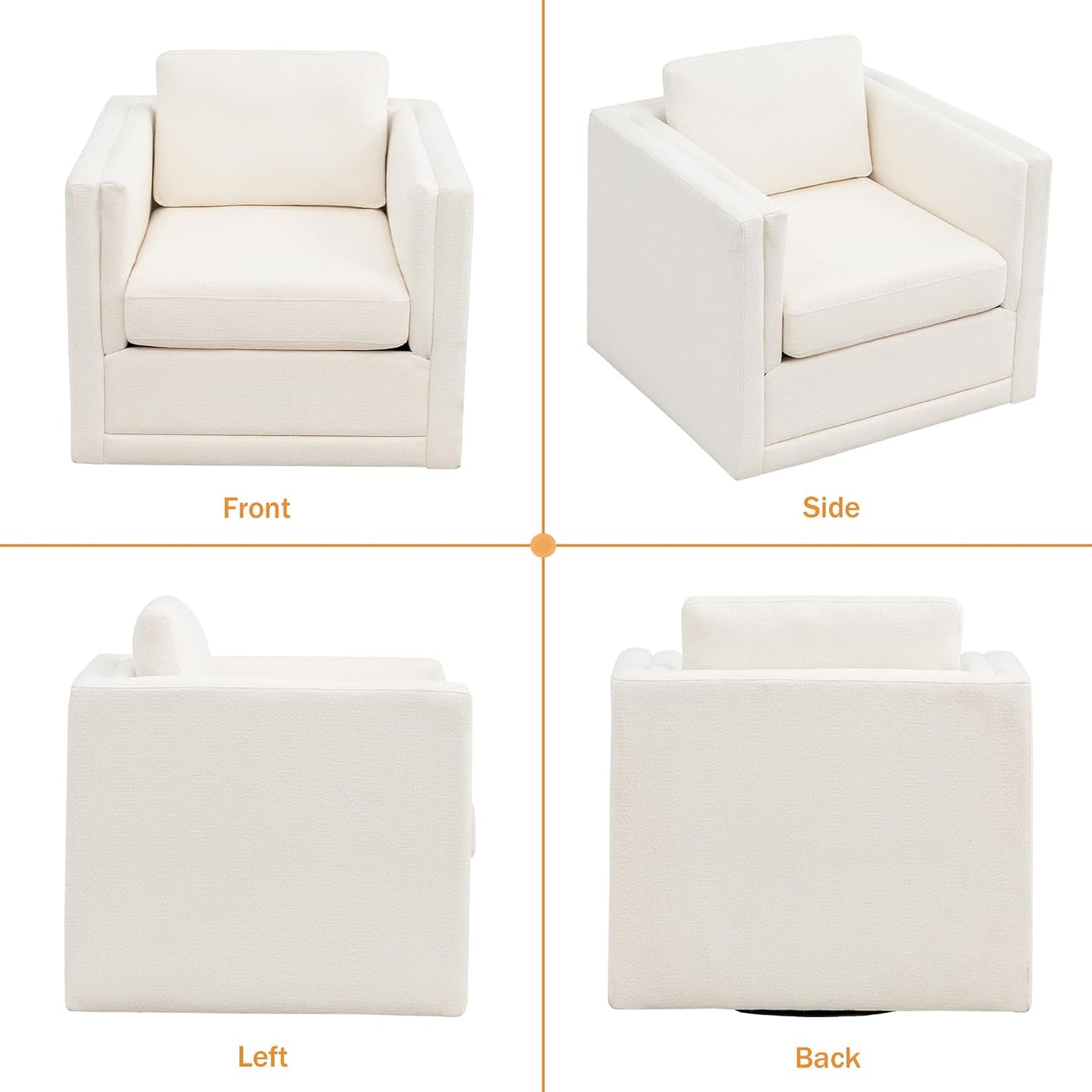 MINCETA Swivel Accent Chairs, Swivel Reading Chair, White