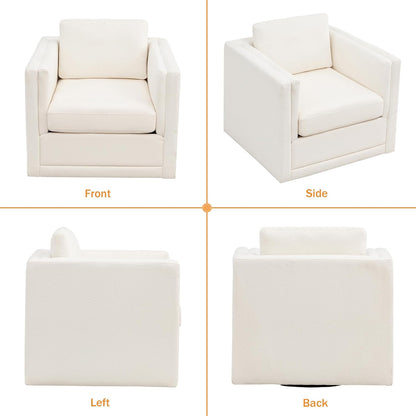 MINCETA Swivel Accent Chairs, Swivel Reading Chair, White