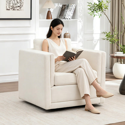 MINCETA Swivel Accent Chairs, Swivel Reading Chair, White