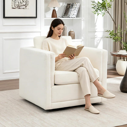 MINCETA Swivel Accent Chairs, Swivel Reading Chair, White
