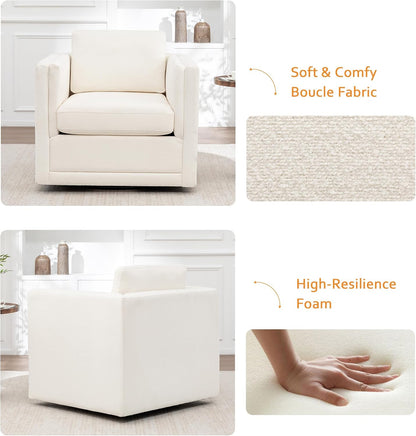 MINCETA Swivel Accent Chairs, Swivel Reading Chair, White