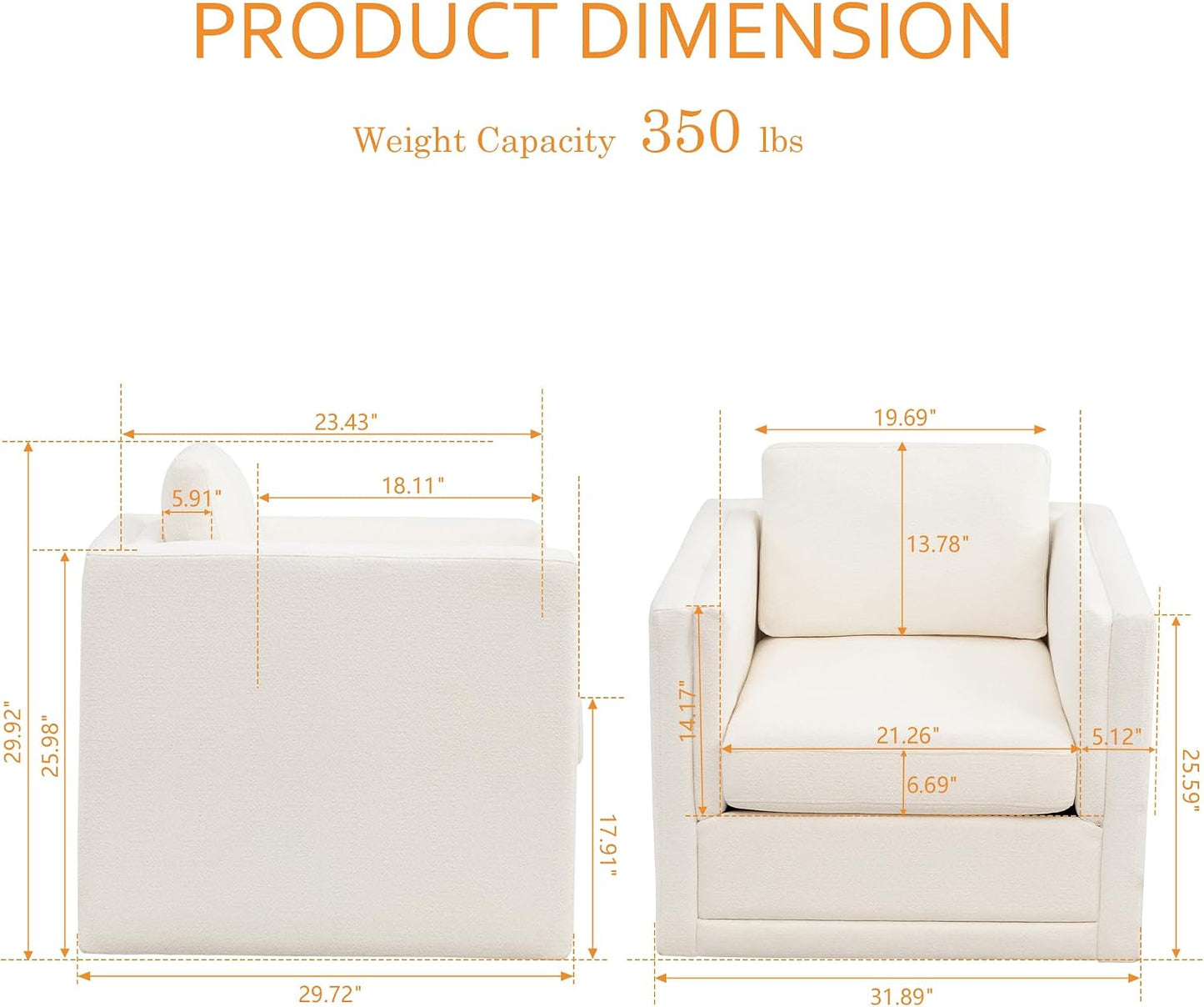 MINCETA Swivel Accent Chairs, Swivel Reading Chair, White