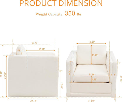 MINCETA Swivel Accent Chairs, Swivel Reading Chair, White