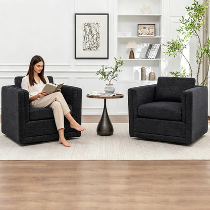MINCETA Swivel Accent Chairs, Swivel Reading Chair, White