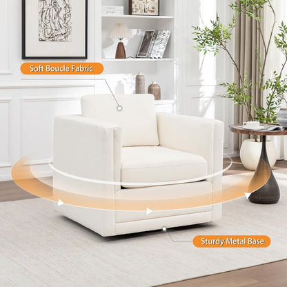 MINCETA Swivel Accent Chairs, Swivel Reading Chair, White