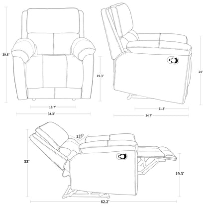 Carlo Wall Hugger Nursery Manual  Recliner