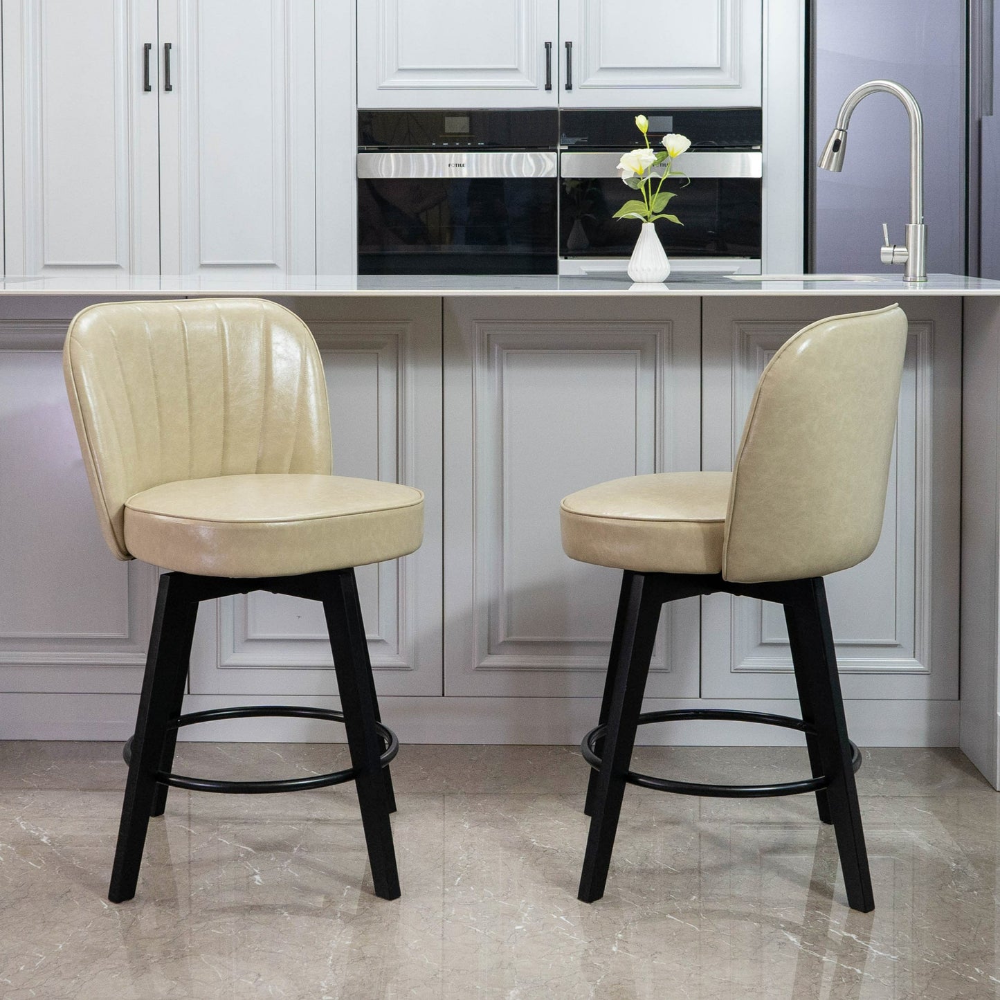 Ella Modern Swivel Vertical Line Counter Stools 26"(Set of 2)