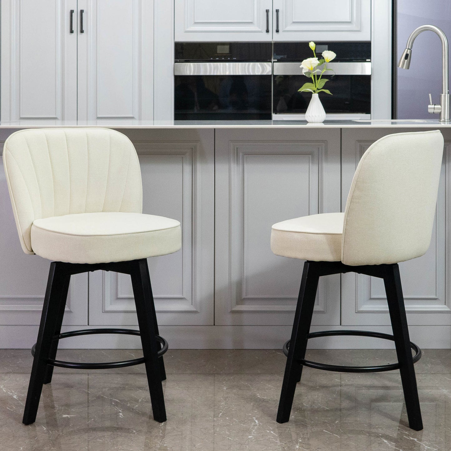 Ella Modern Swivel Vertical Line Counter Stools 26"(Set of 2)